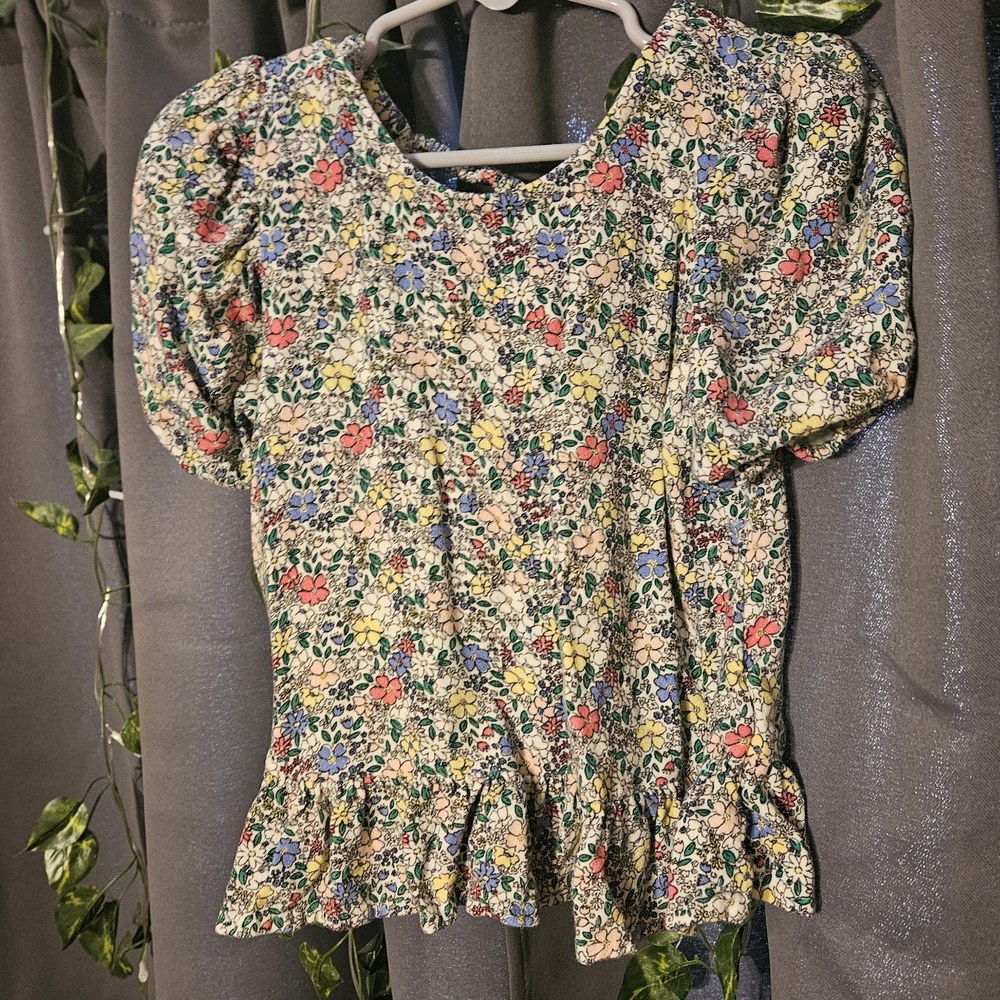 3T Girls Old Navy Floral Puff-Sleeve Peplum Top